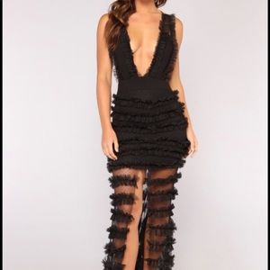 Black ruffle maxi dress